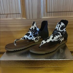 Very G Black and White Cow Print Sandals